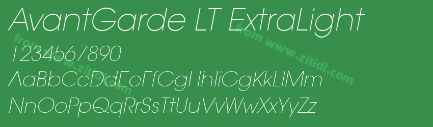 AvantGarde LT ExtraLight字体预览