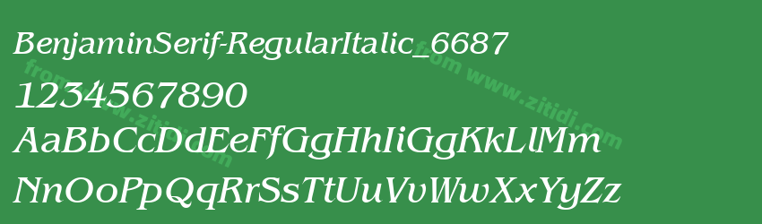 BenjaminSerif-RegularItalic_6687字体预览