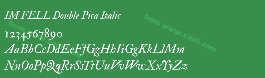 IM FELL Double Pica Italic字体预览