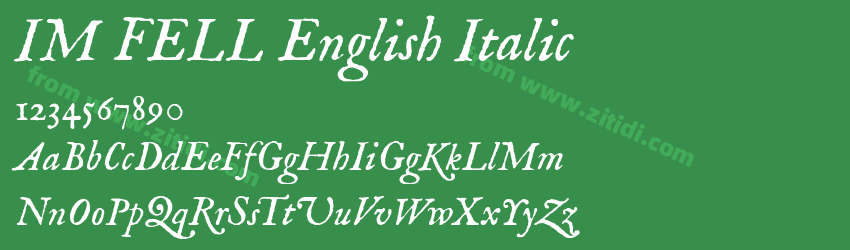 IM FELL English Italic字体预览