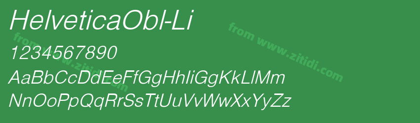 HelveticaObl-Li字体预览