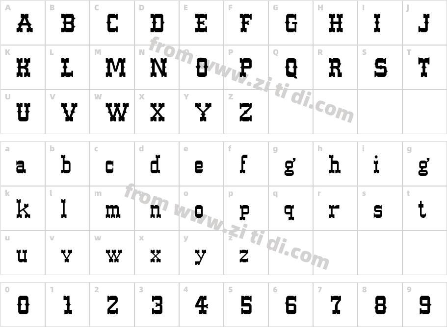 Western Regular001.001字体字体映射图