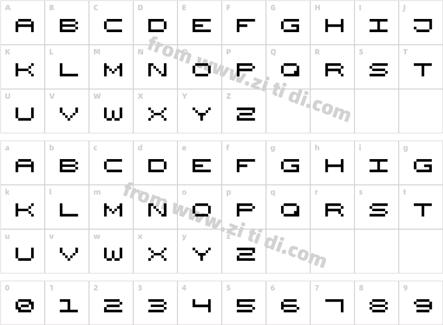 WidePixel-7字体字体映射图
