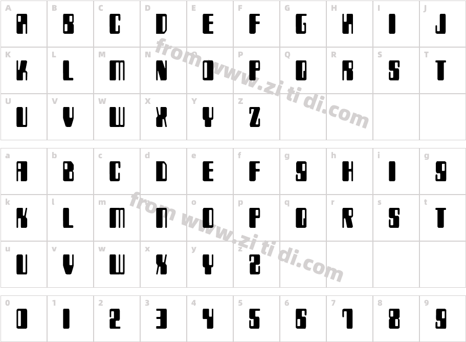 ZyborgsCondensed字体字体映射图