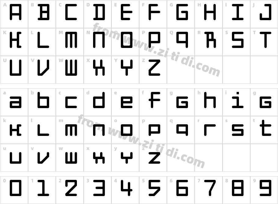 Code-Squared字体字体映射图