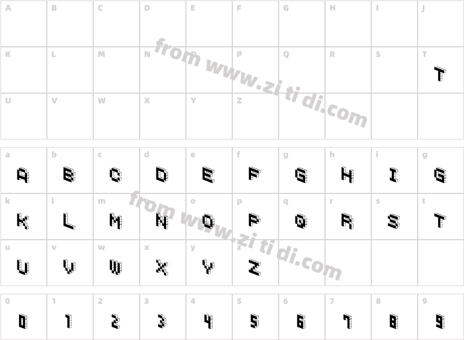 DemonCubicBlockFont Black字体字体映射图