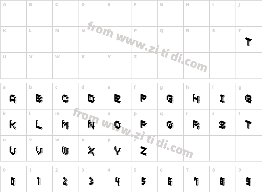 DemonCubicBlockFont Dark字体字体映射图