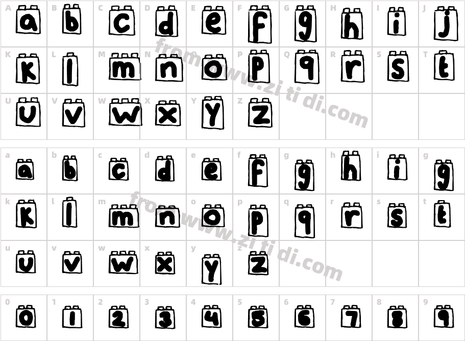 Lego Blocks字体字体映射图