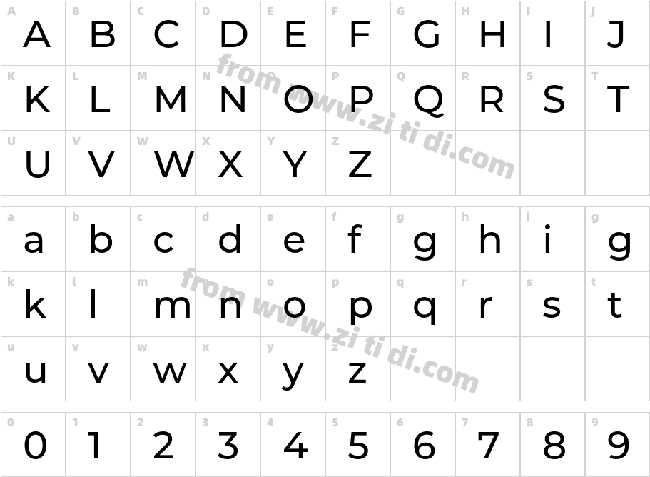 Montserrat-Medium字体字体映射图