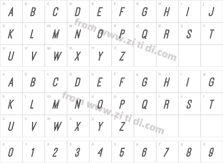 OstrichSansInline-Italic字体字体映射图