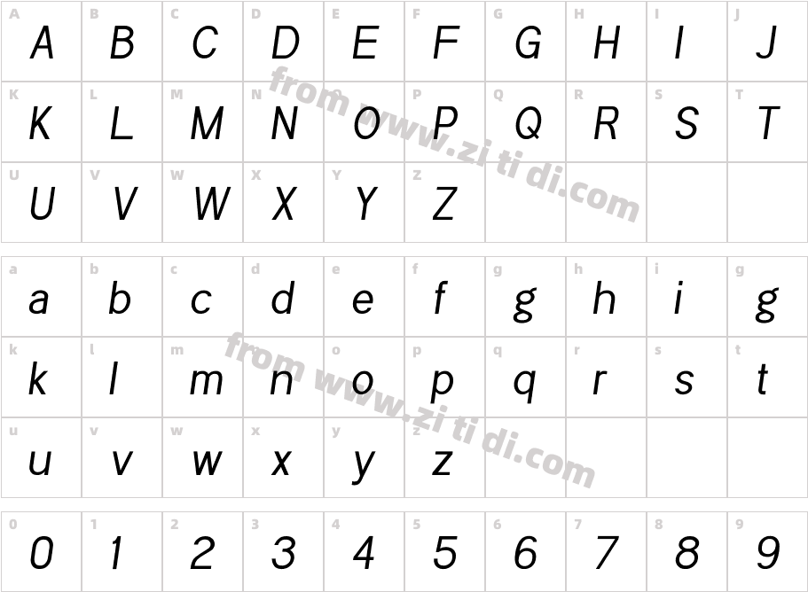 POESansProCondensedItalic字体字体映射图