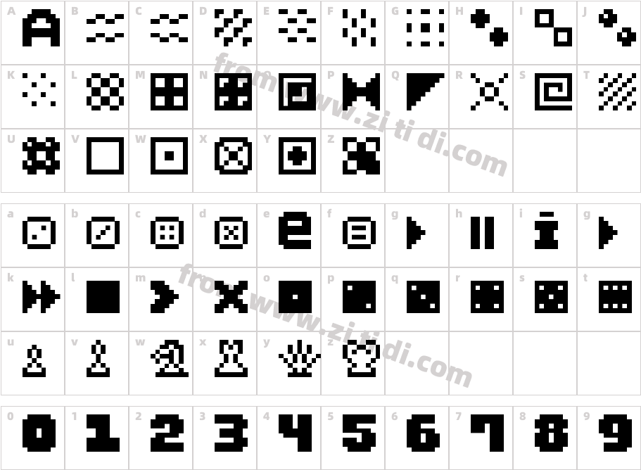 PixelDingbats-7字体字体映射图