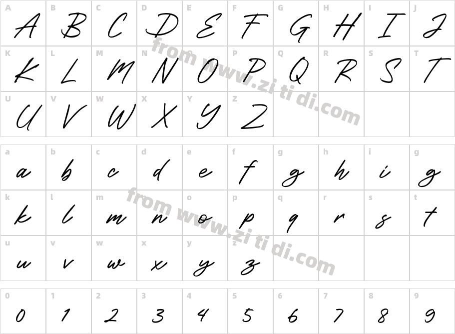 Roustel-Regular字体字体映射图