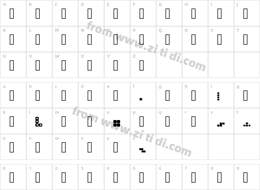 Tetris-Blocks字体字体映射图