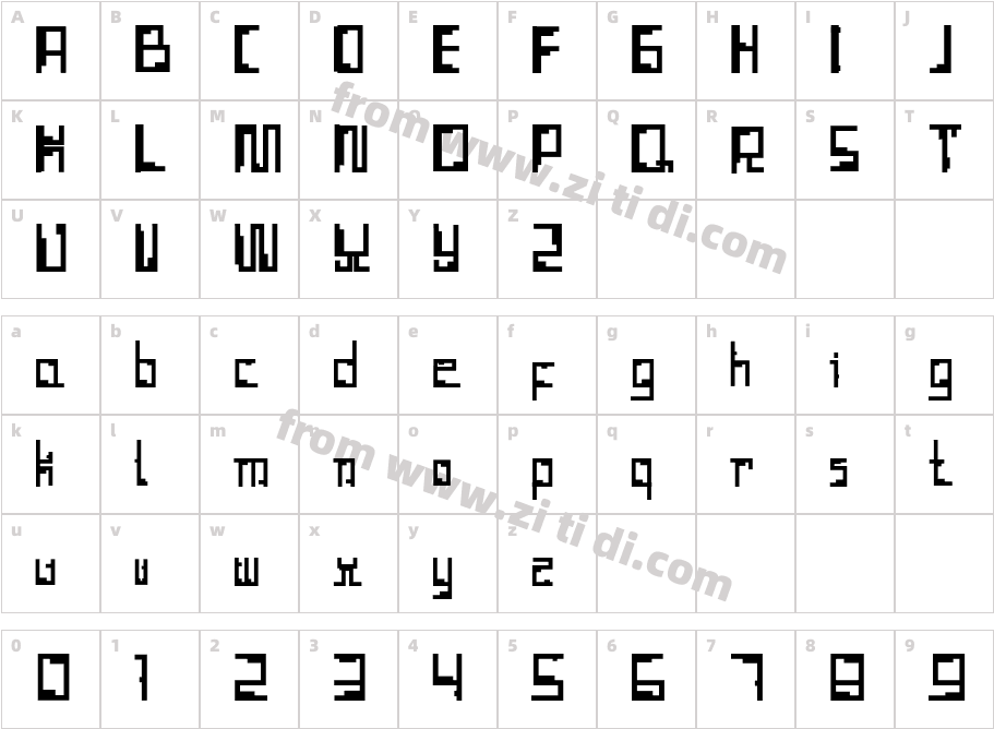 Tetris_Hollow字体字体映射图