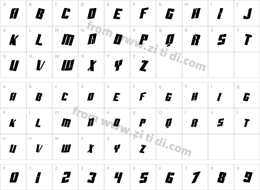 SFAftershockDebrisCondensed-Italic字体字体映射图