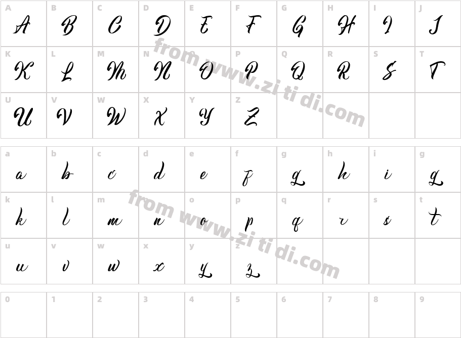Dilovany-Regular字体字体映射图