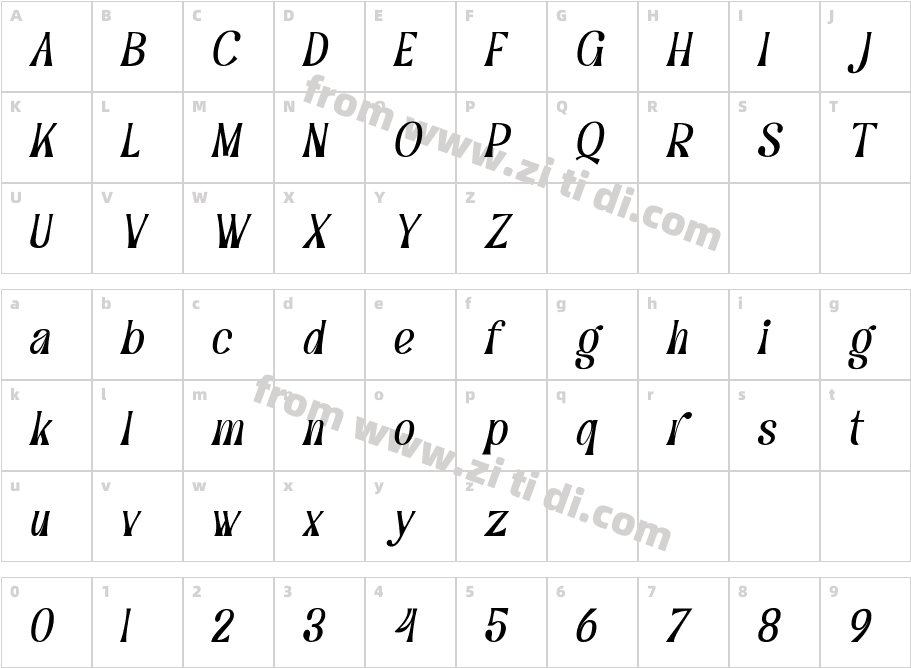 Grand Paradiso Italic Italic字体字体映射图