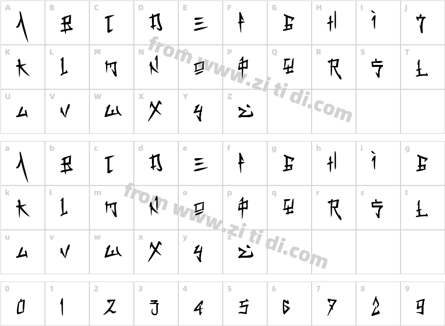 KAPITAL KANJI字体字体映射图