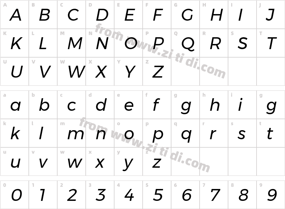 Montserrat-Italic字体字体映射图