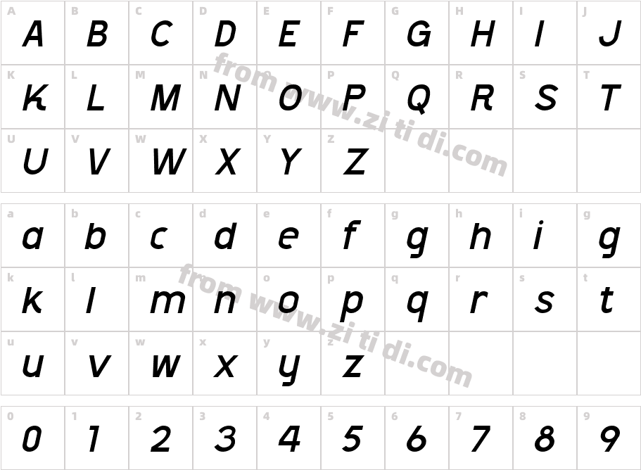 Shackle Italic字体字体映射图