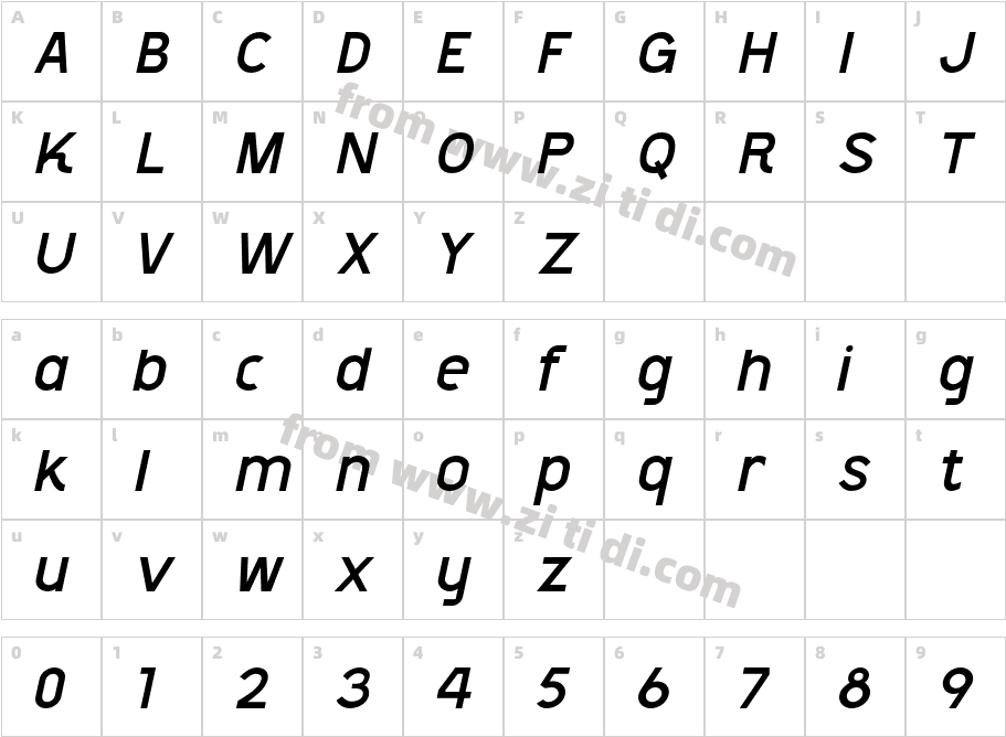 Shackle-Italic字体字体映射图