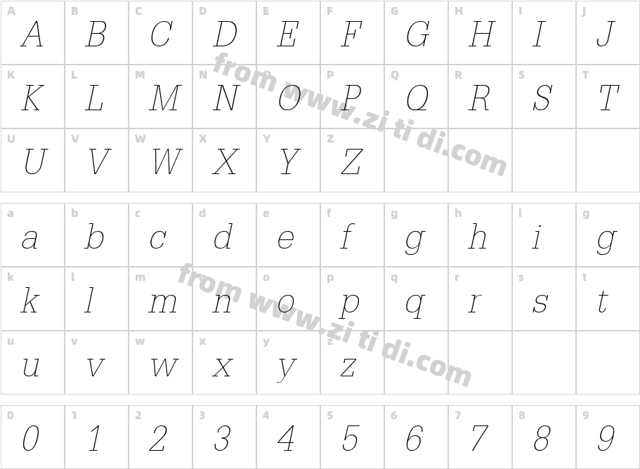 URWEgyptienneT-ExtrLighExtrNarrObli字体字体映射图