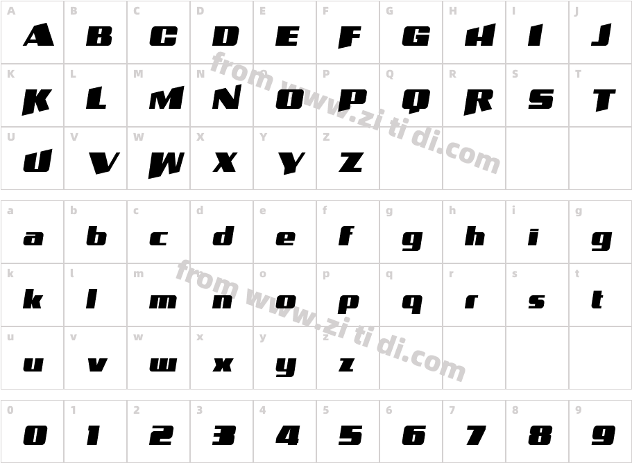 Vortax Italic字体字体映射图