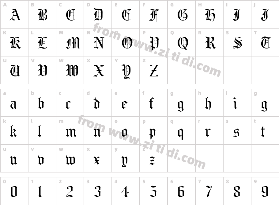 BeneScriptine字体字体映射图