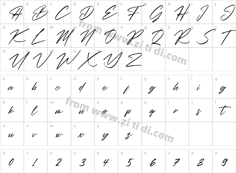 Christopher Signature Italic字体字体映射图