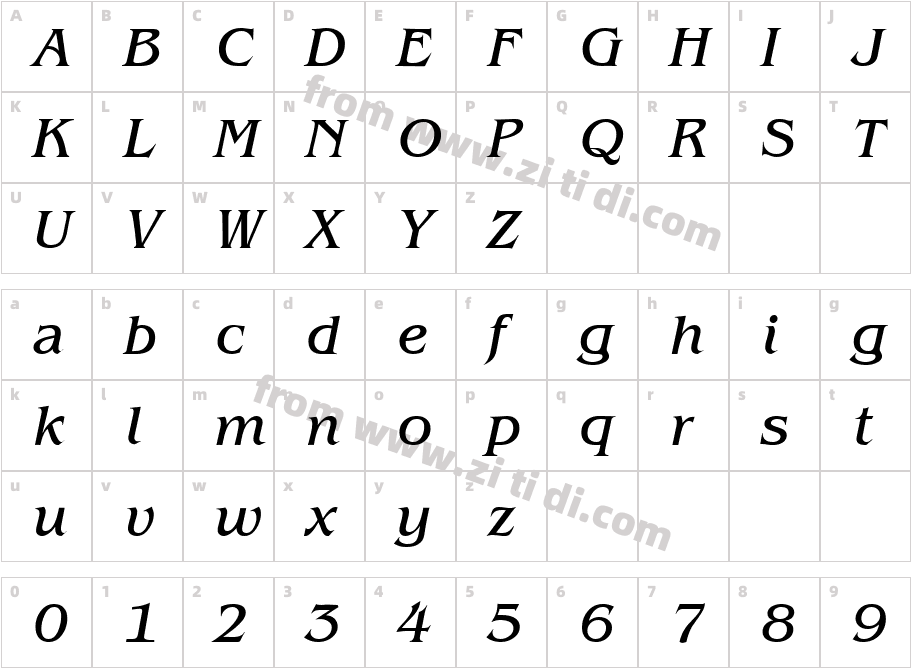 BenjaminSerif-RegularItalic_6687字体字体映射图