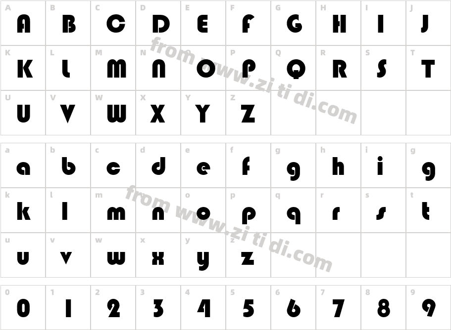 Blippo字体字体映射图
