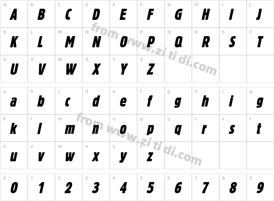 BlockBertholdExtraCondensed_Italic字体字体映射图