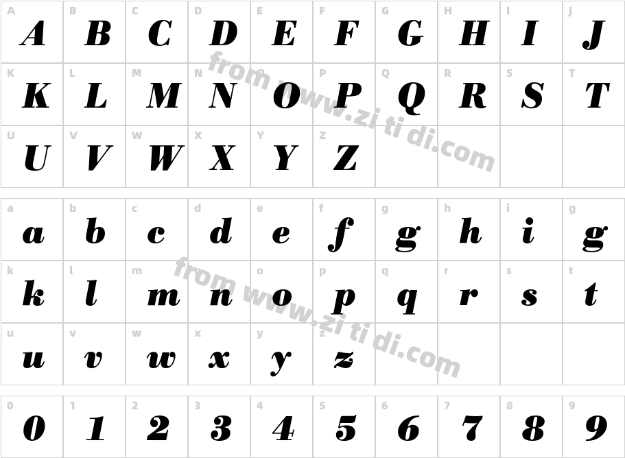 Bodoni Antiq T OT字体字体映射图
