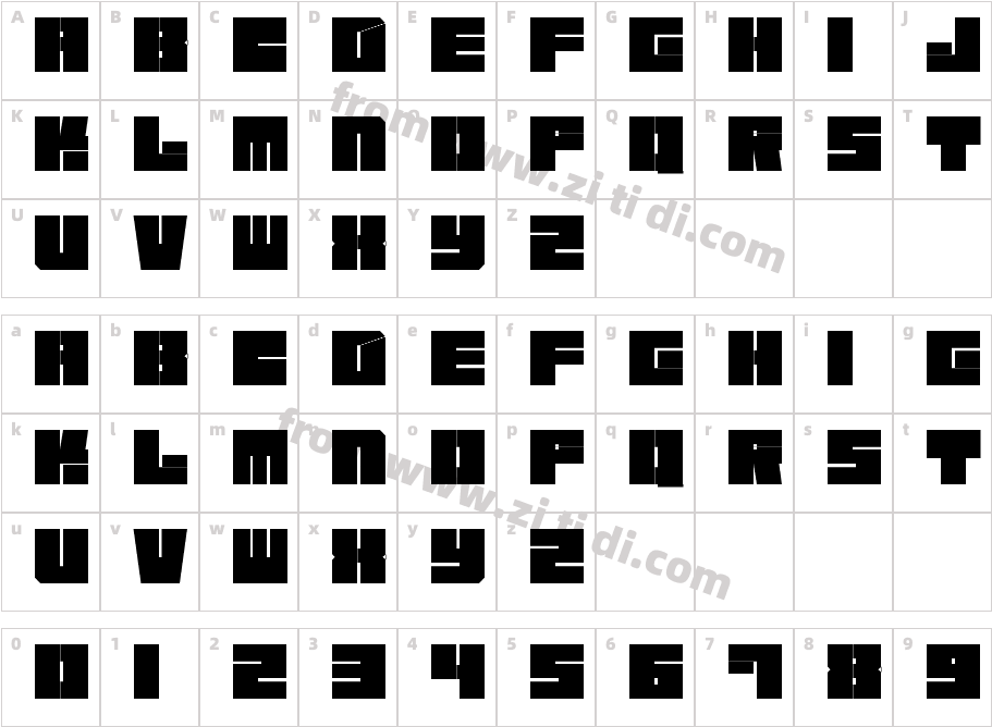Square Chunks字体字体映射图