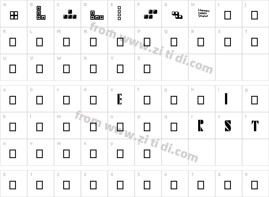 Tetris Blocks 2.0字体字体映射图