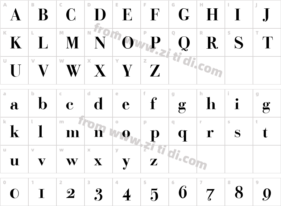 Bodoni_Classic_Bold_PDF字体字体映射图