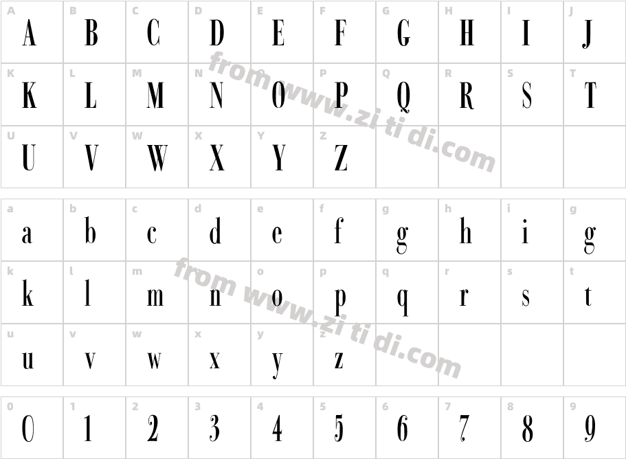 Bodoni_Classic_Condensed_Roman_Plus_PDF字体字体映射图