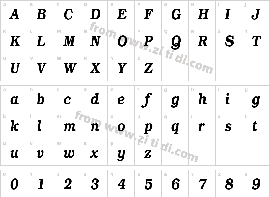 BookmanDemiItalicCond字体字体映射图