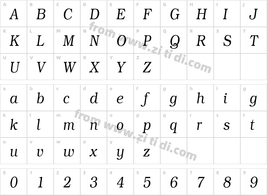 BookmanLigItalCond字体字体映射图