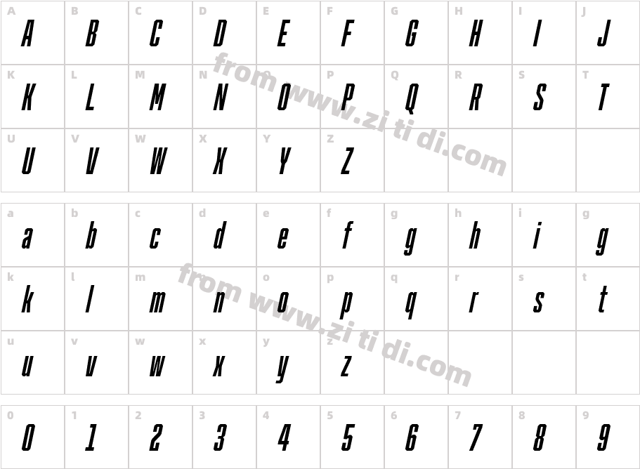 Cutmark Condensed Cn Bold Italic字体字体映射图