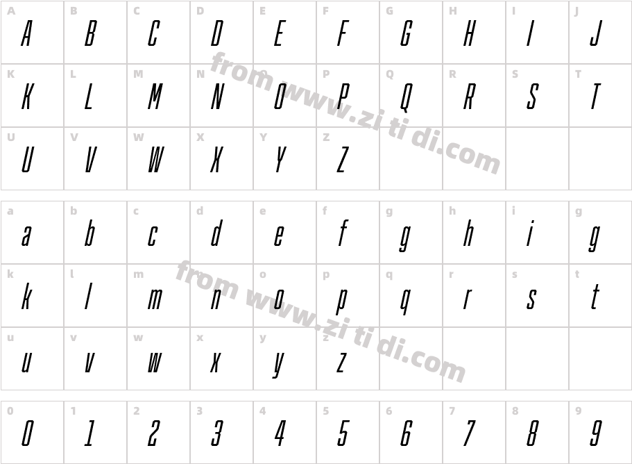 Cutmark Condensed Cn Italic字体字体映射图