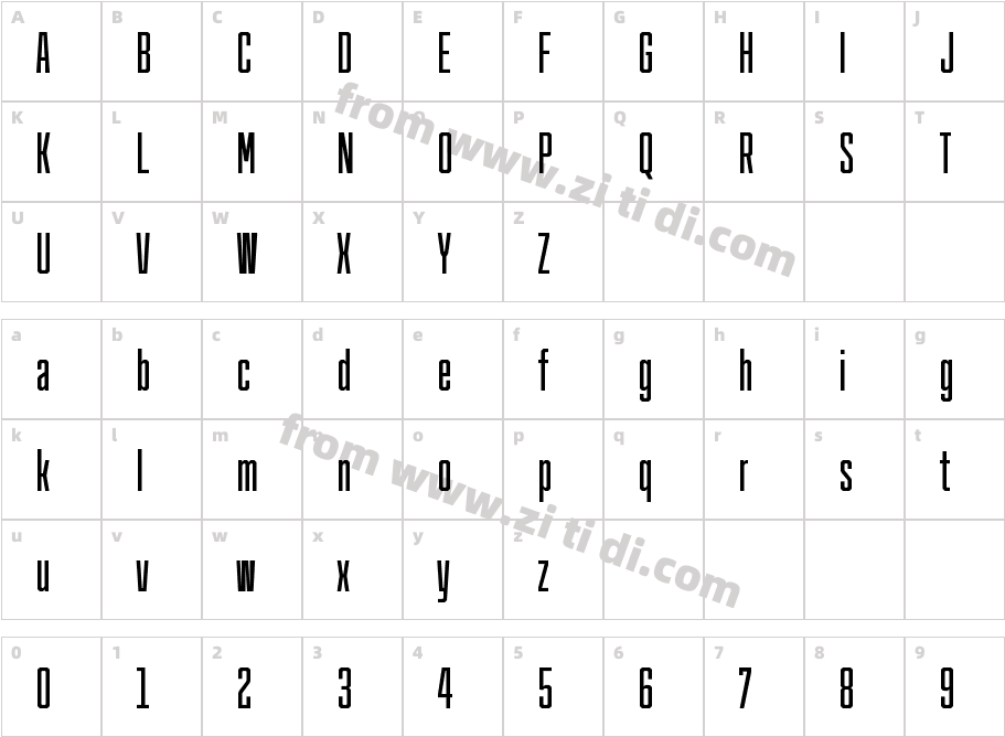 Cutmark Condensed Cn Medium字体字体映射图