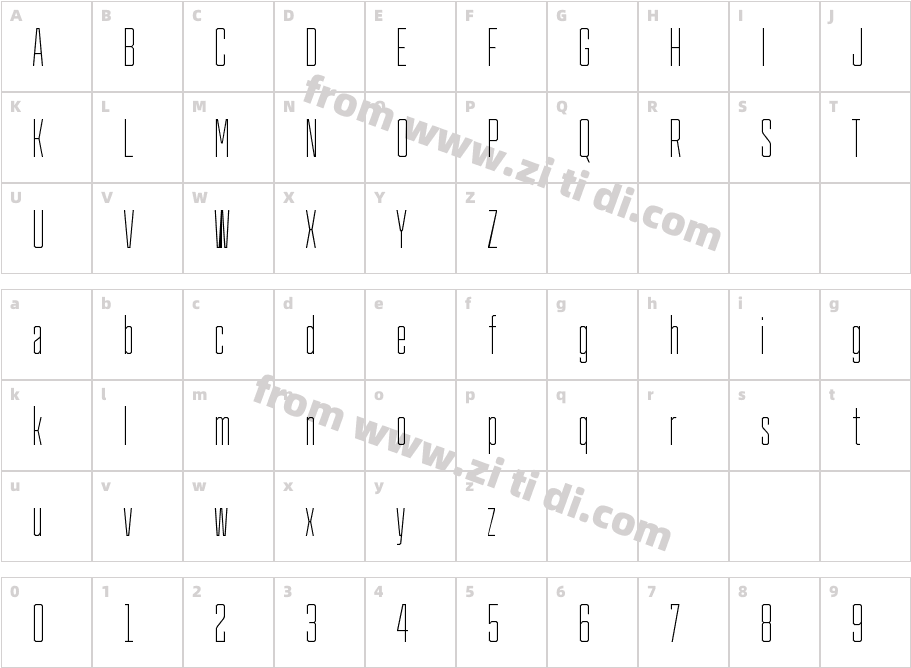 Cutmark Condensed Cn Thin字体字体映射图