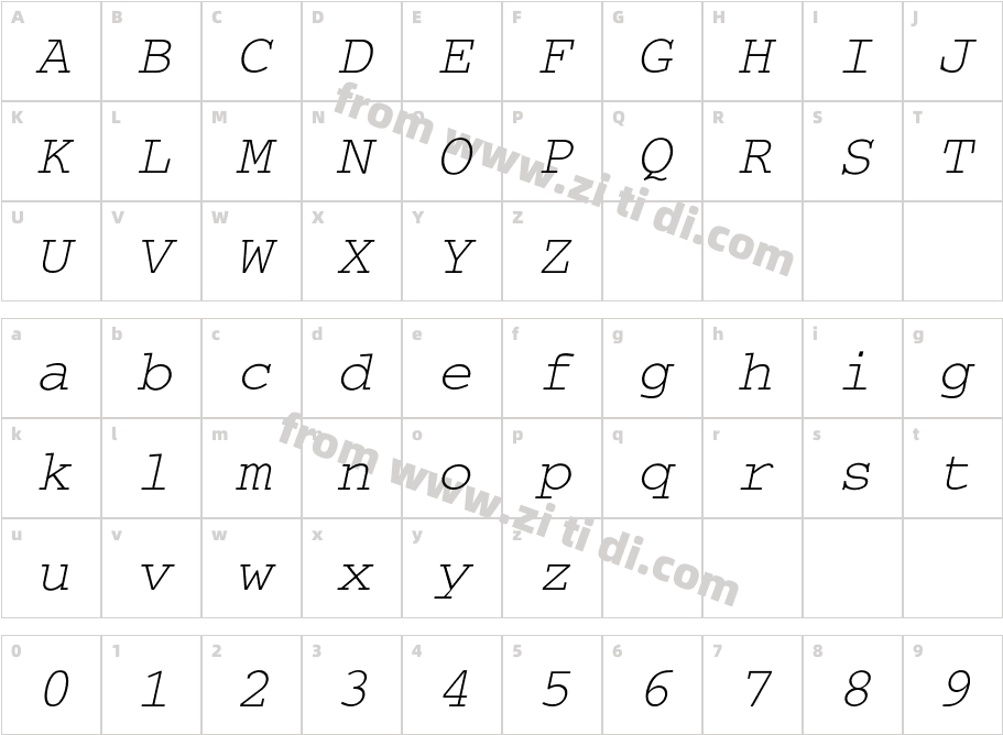 Bouvian-Oblique字体字体映射图