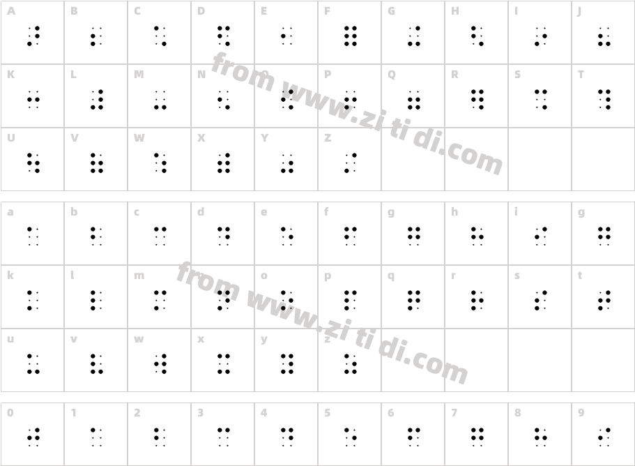 Braille-HC字体字体映射图