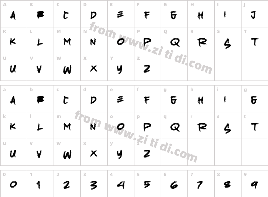 HUGEBRUSH字体字体映射图
