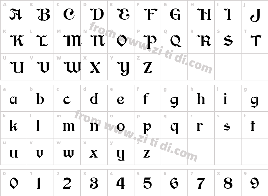 Brinkman字体字体映射图