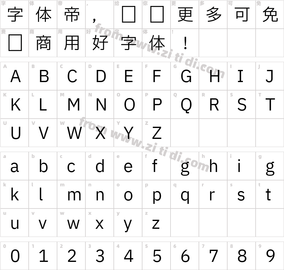 IBM Plex Sans JP Regular字体字体映射图
