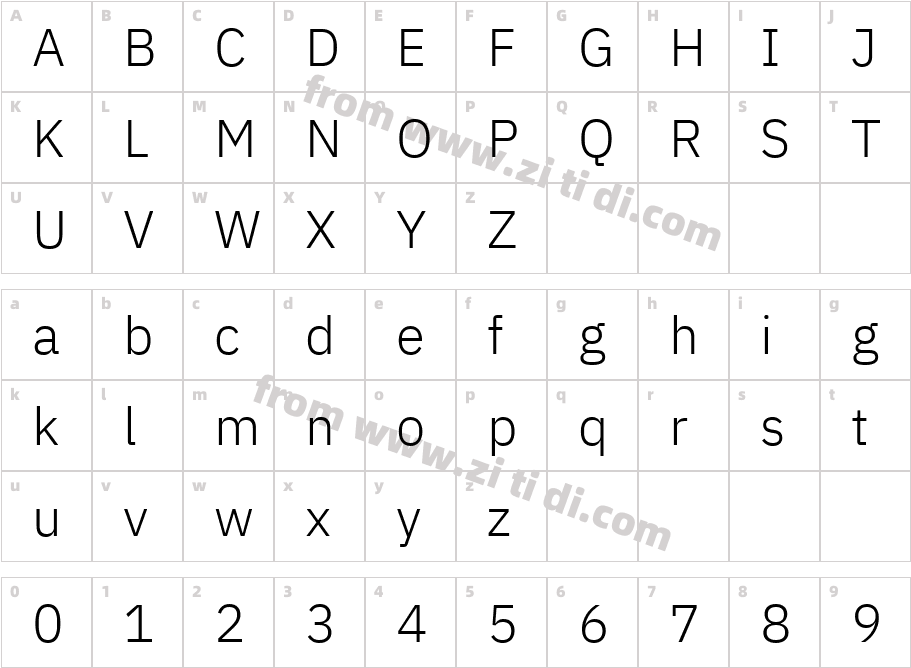 IBM Plex Sans Thai Light字体字体映射图